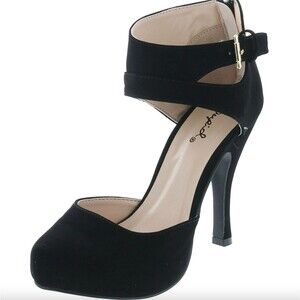 Qupid Trench-244 Women's Round Toe High Heel Zip Closure Buckle Ankle Strap, 5.5